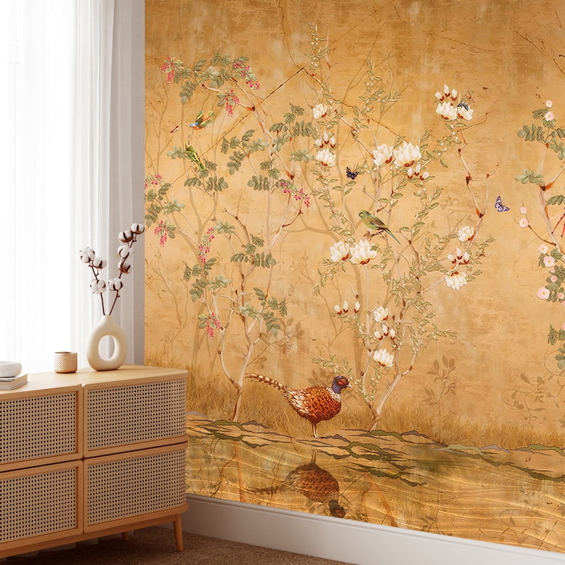Chinoiserie Wallpaper, Floral Wallpaper, Boho Floral Wall Mural, Peel and Stick, image 9