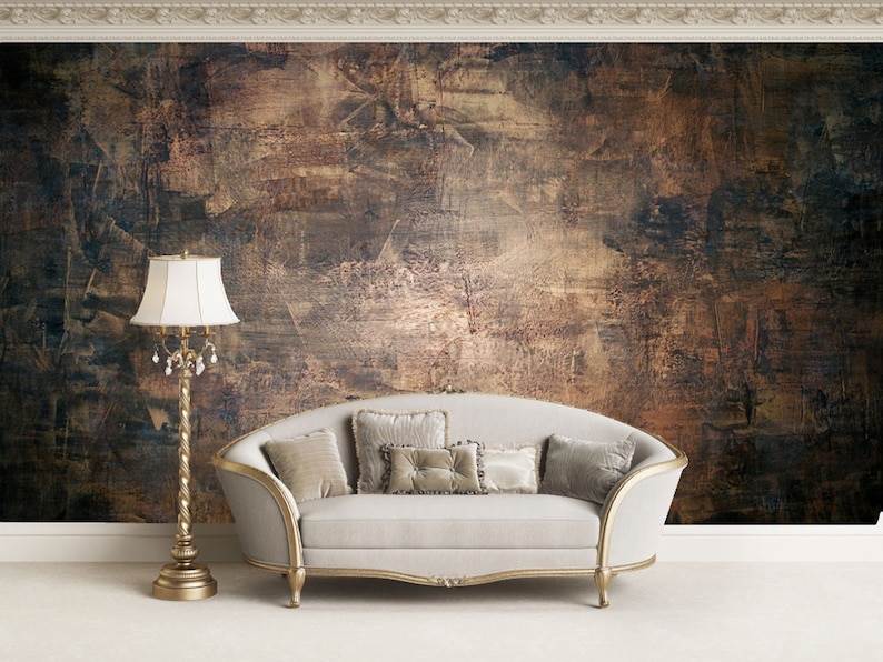 Copper concrete wallpaper that replicate the appearance of materials such as marble, wood or stone, Peel and Stick, Concrete effect