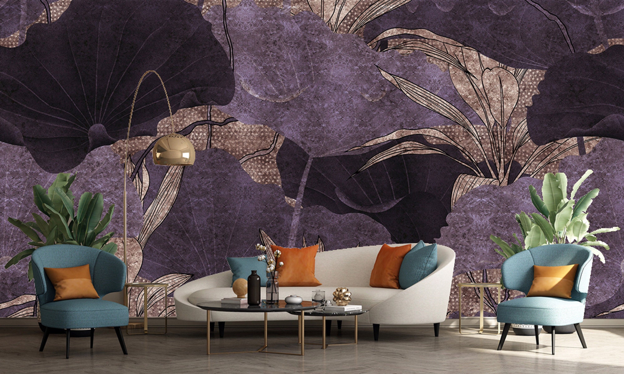 Lila Blumen Tapete: Schälen und aufkleben entfernbare Tapete - Etsy  Österreich, image size:2000x1200