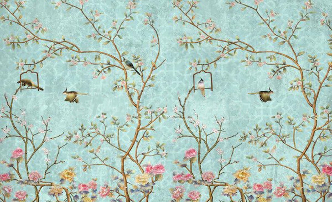 Vintage Chinoiserie Wallpaper Wall Mural Removable Wallpaper Etsy UK