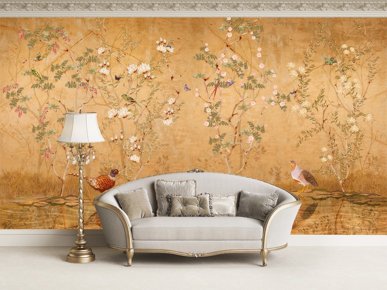 Chinoiserie Wallpaper, Floral Wallpaper, Boho Floral Wall Mural, Peel and Stick, image 4