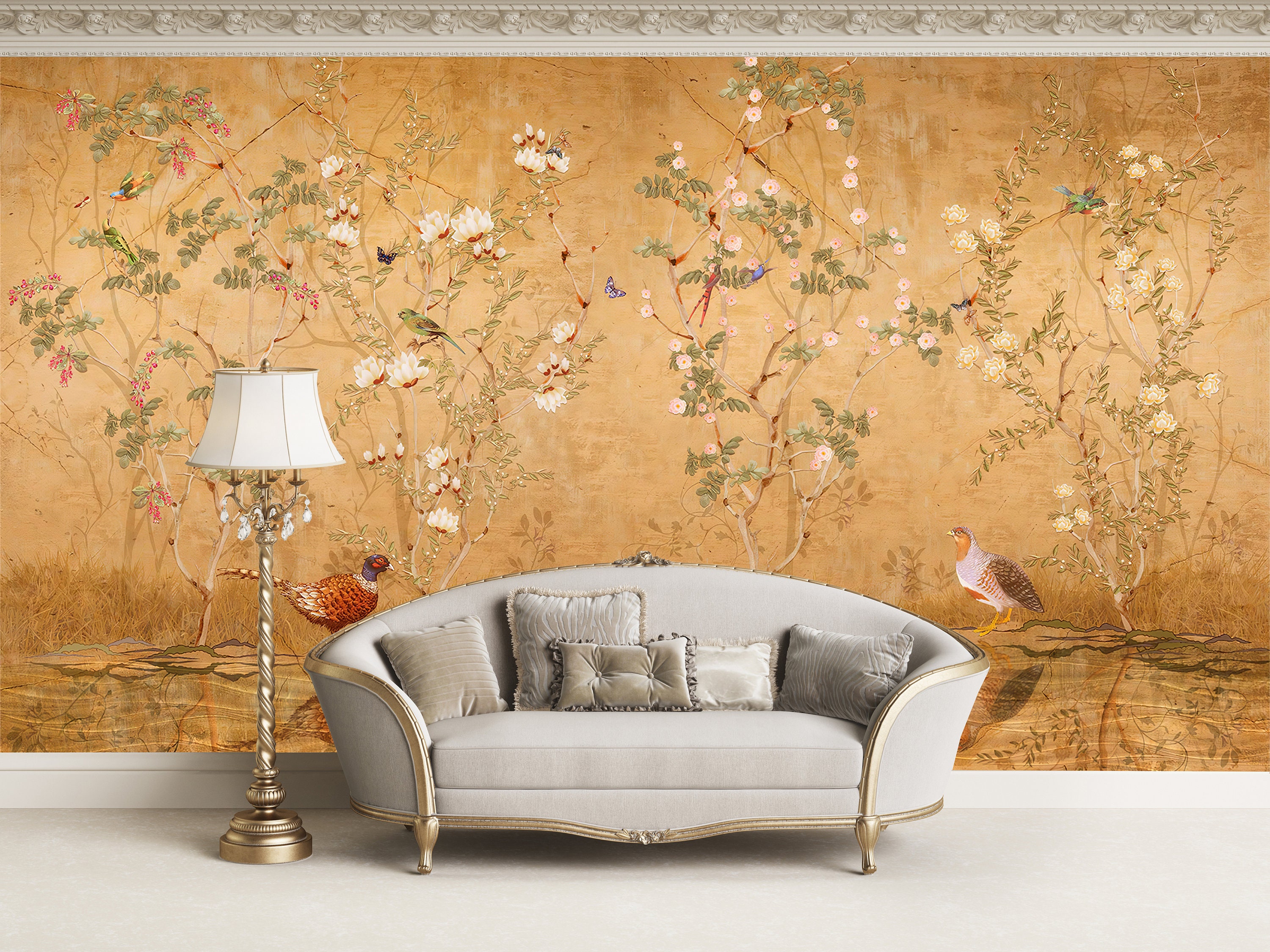 Cream Beautiful Chinoiserie Wallpaper  Feathr Wallpapers