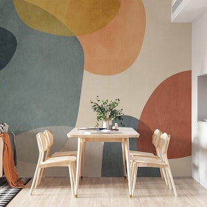 Boho Tapete Abstrakt - Geometrische Aquarell Tapete - Schälen und Aufkleben - Selbstklebend