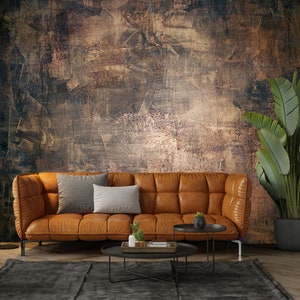 Copper Concrete Stone textured brown wallpaper that replicates the appearance of materials such as marble, wood, Peel and Stick image 7