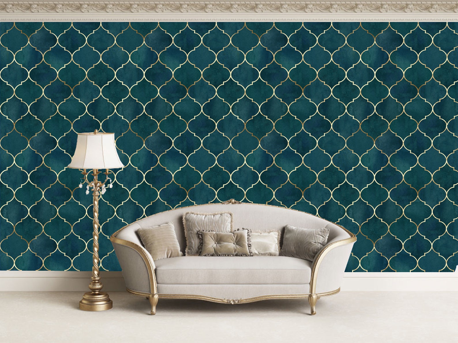 Blue Moroccan Damask Designpeel and Stick Luxury Wallpaper - Etsy