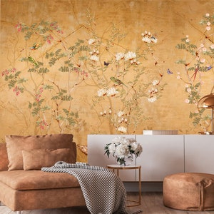 Chinoiserie Wallpaper, Floral Wallpaper, Boho Floral Wall Mural, Peel and Stick, image 6