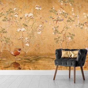 Chinoiserie Wallpaper, Floral Wallpaper, Boho Floral Wall Mural, Peel and Stick, image 3