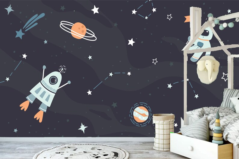 Space Peel and Stick Wallpaper Removable Space Wall Mural - Etsy
