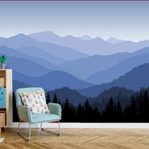 Blue Ombre Mountain Wallpaper - Nursery Peel and Stick