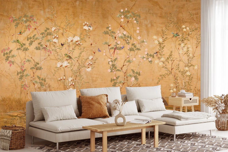 Chinoiserie Wallpaper, Floral Wallpaper, Boho Floral Wall Mural, Peel and Stick, image 8