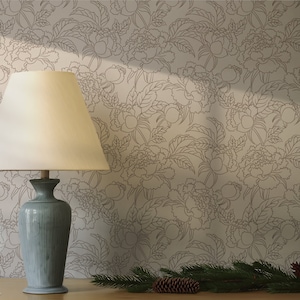 Boho Peonies Wallpaper | Removable Self Adhesive Minimalistic Wallpaper | Floral Peel and Stick