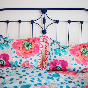 Pillow sham, OEKO-TEX, Botanical home decor, Botanical Bedding, Unique colorful bedding, pillow sham queen, king pillow sham