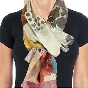 Silk Scarf, digitally printed artwork, Botanical Fashion, Botanicals, wearable art, functional art, giftable art