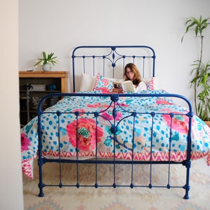 Duvet Cover, Cottage Chic, Cottage Core Cotton OEKO-TEX, Botanical Bedding, Hot Pink Bedding, Fuchsia Bedding, Unique Colorful Bedding