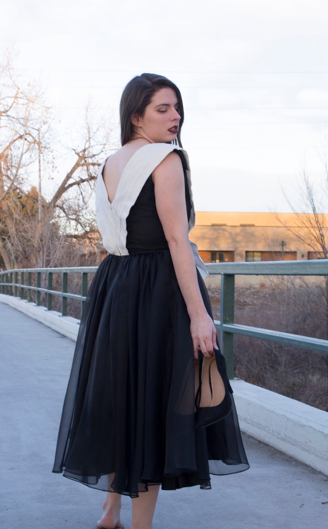 Vintage Black and White Bow Dress - Etsy