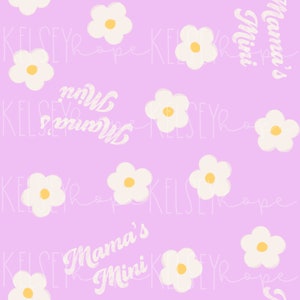 Mama's Mini Flower Retro PATRÓN INCONSÚTIL Ilustrado a mano. Diseño digital. Tela de papel para ropa. Día de la Madre Coincidiendo con Mamá y Yo.