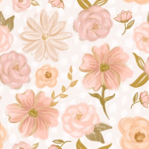 Volle Blüte Floral Print Frühling NAHTLOSES MUSTER Hand illustriert. Digitales Design. Baby kleidung Stoff. Sommerrosa pfirsich geblümt