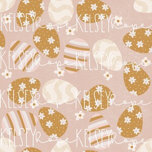 Boho levemente silenciado Ovos de Páscoa Margaridas PADRÃO SEM EMENDA Ilustrado à mão. Design digital. Tecido de papel para scrapbook de roupas de bebê. primavera