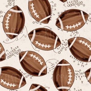 Football Game Day Playbook Watercolor SEAMLESS PATTERN Hand Illustrated. Digital Design. Baby Clothing Paper Fabric. Boys Neutral Sports