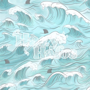 May include: A blue and white illustration of waves with the text "Hazy Haiku" in white. The waves are drawn in a stylized, Japanese-inspired style.