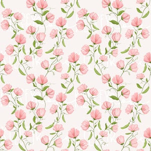 Sweet Pea Vines PATRÓN SIN COSTURAS Ilustrado a mano. Diseño digital. Tela De Papel Para Ropa. El guisante dulce de mamá.