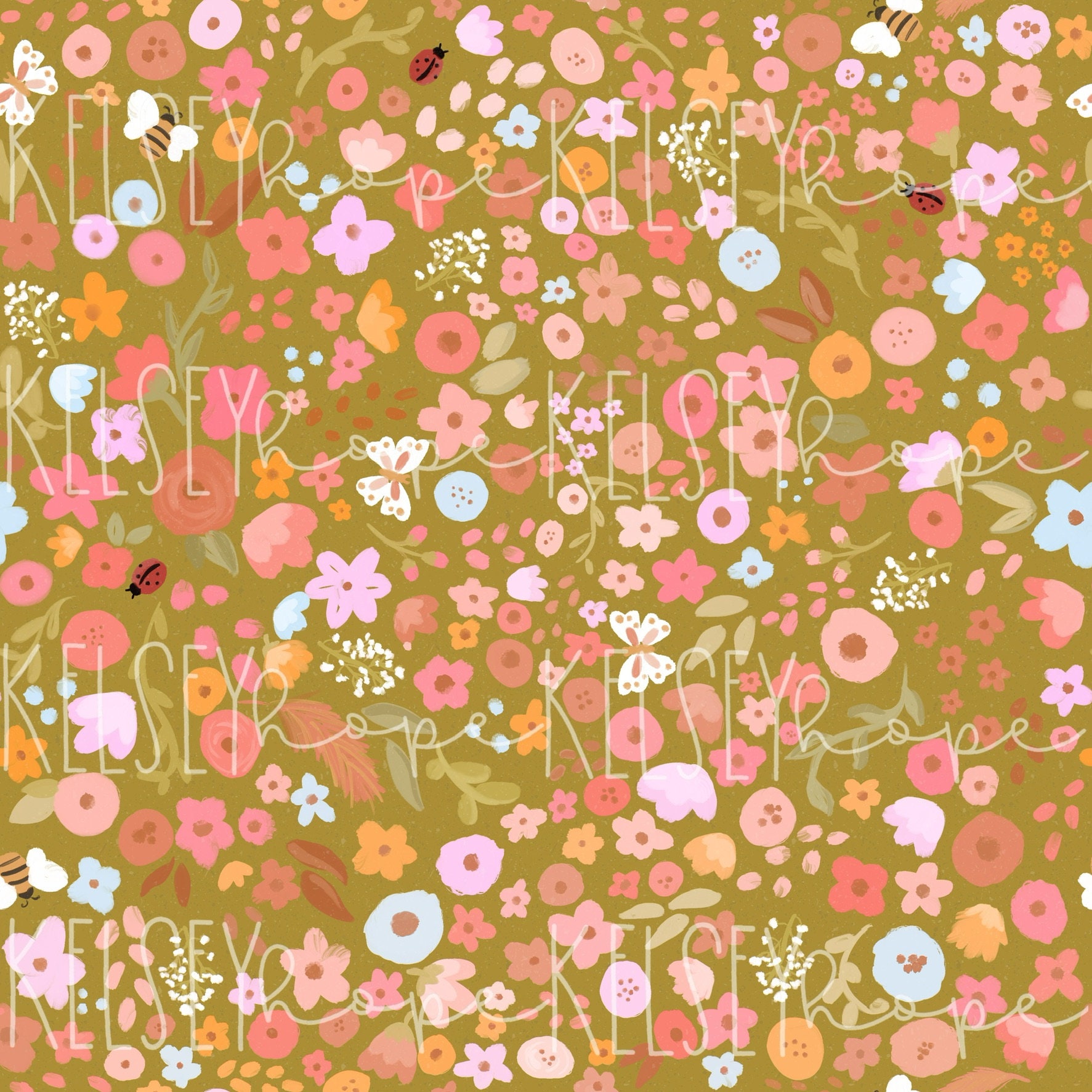 Doodle Style Spring Summer Floral SEAMLESS PATTERN Repeating File for ...