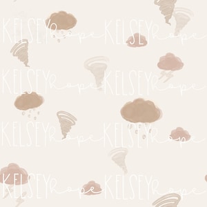 Boho Weather Tornado Nuvens Aquarela Silenciada PADRÃO SEM EMENDA Design Digital Ilustrado à Mão. Tecido para roupas. Primavera fofa neutra para meninos