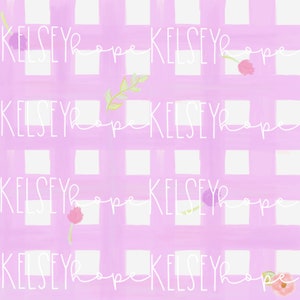 Coelhinhos de primavera coordenam xadrez roxo meninas padrão sem costura ilustrado à mão. Design digital. Tecido de papel para scrapbook de roupas de bebê. primavera