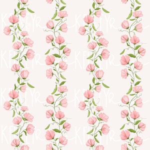 Sweet Pea Vines PATRÓN SIN COSTURAS Ilustrado a mano. Diseño digital. Tela De Papel Para Ropa. El guisante dulce de mamá.