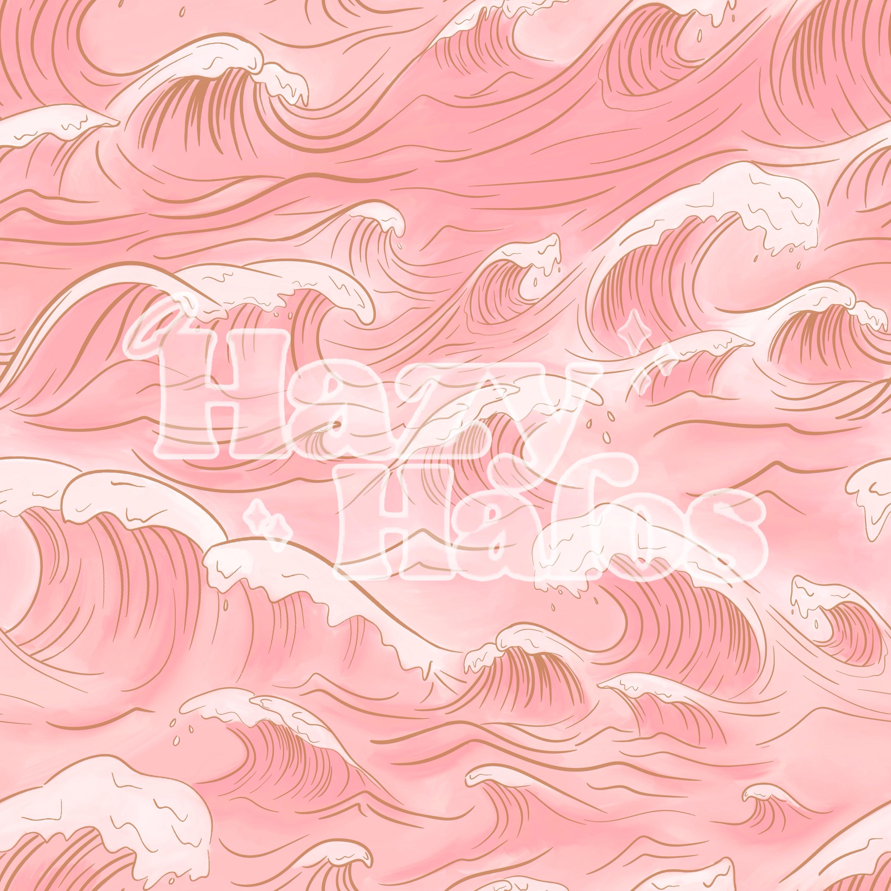 Peachy Pink Waves - SEAMLESS PATTERN Hand Illustrated Digital File ...