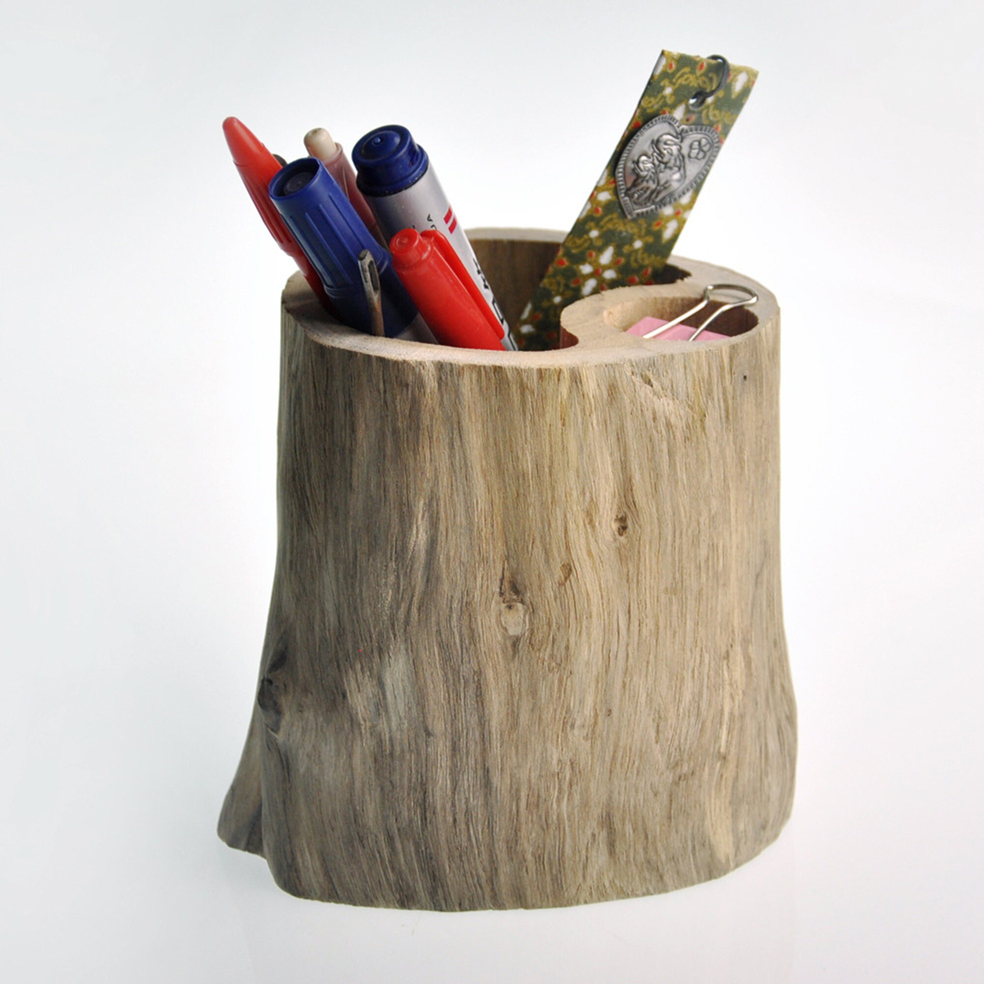 Wood Pencil Holder Log Pen Holder Wooden Pencil Holder Etsy