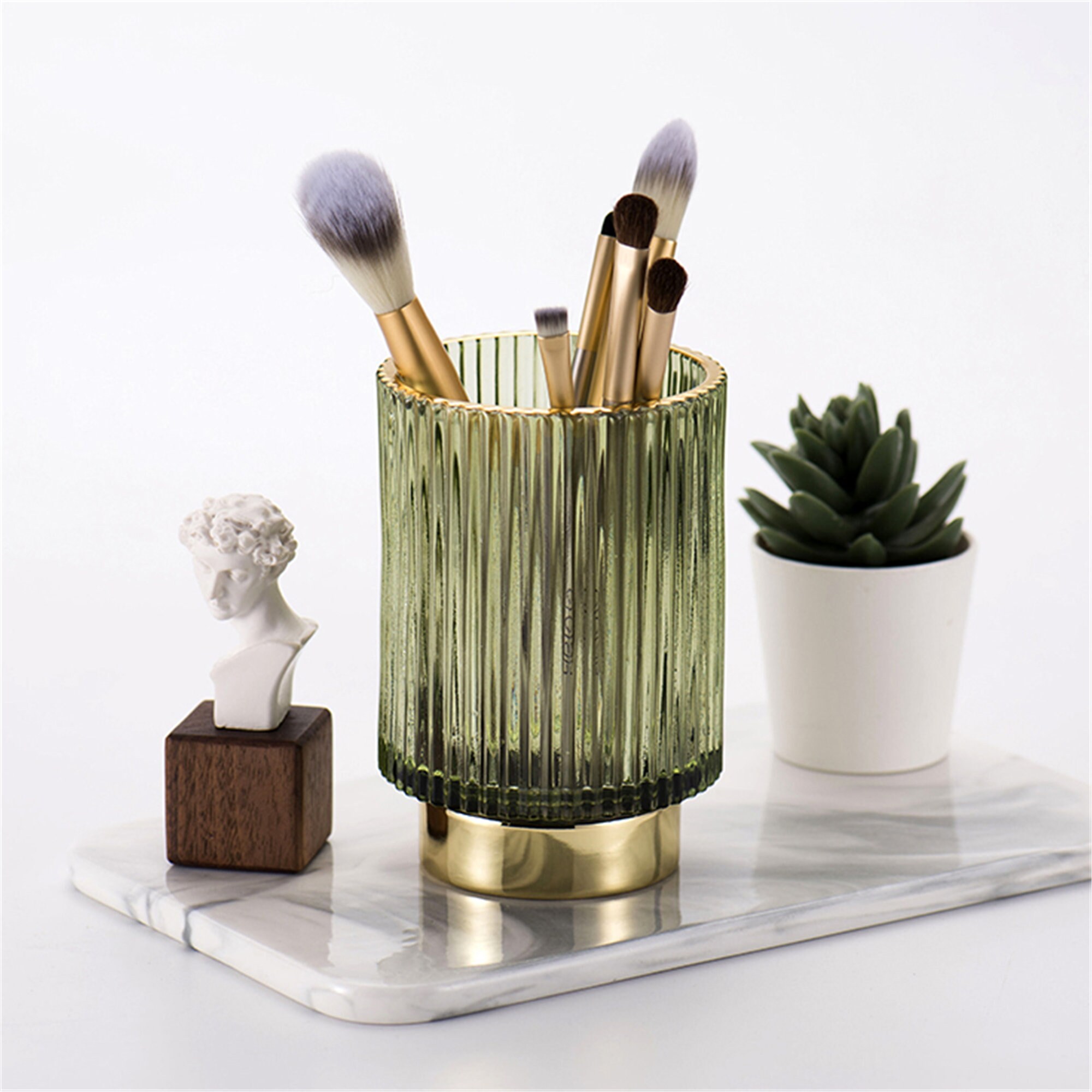 Glass Pen Holdermakeup Brush Bucketround Pen Holderpencil | Etsy