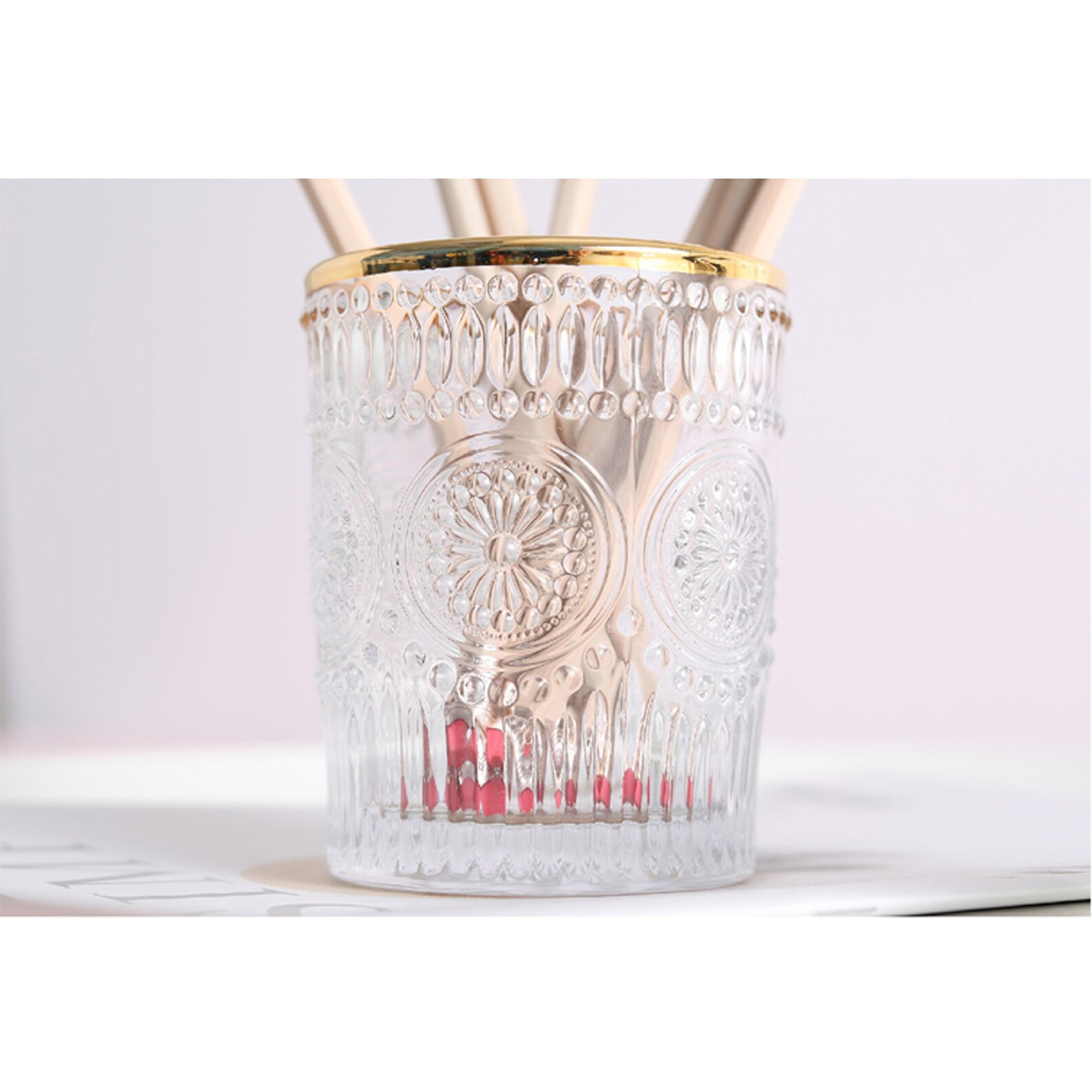 Round Glass Pen Holder Baroque Style Pen Holder Personalized Etsy