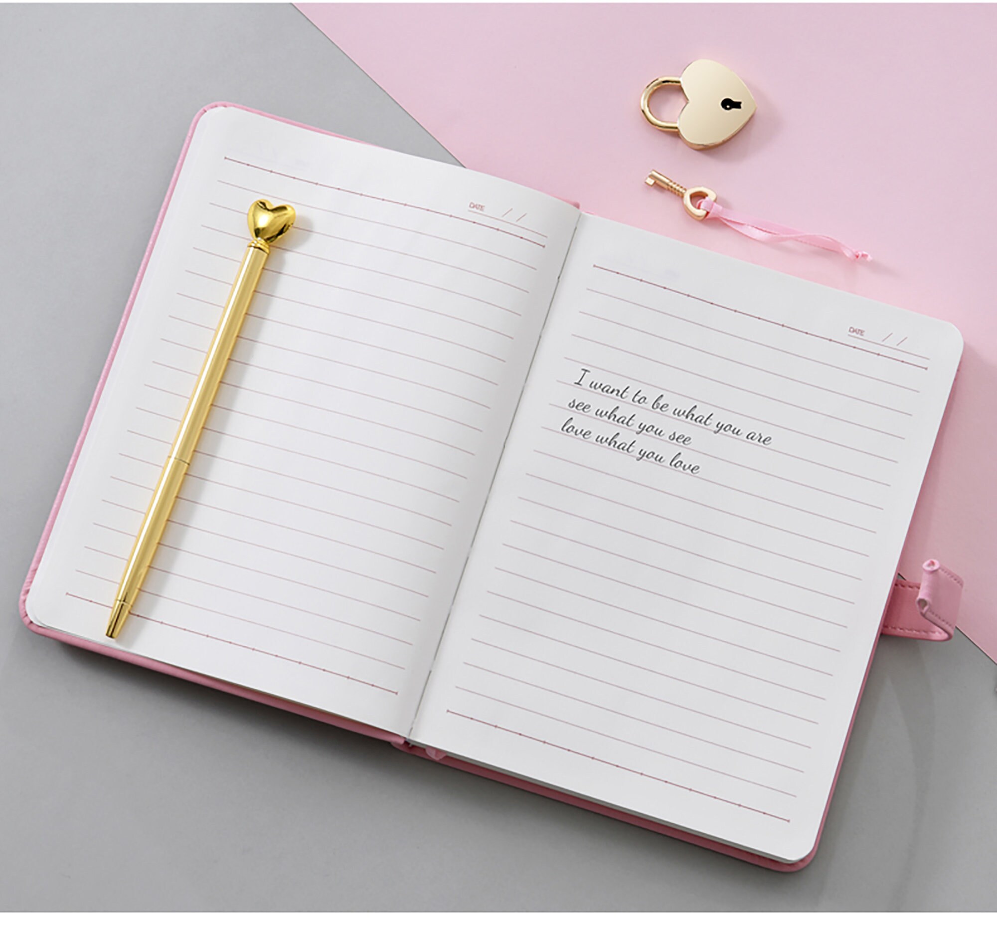 HeartShaped Combination Lock Diary Pu Leather Case Diary Etsy