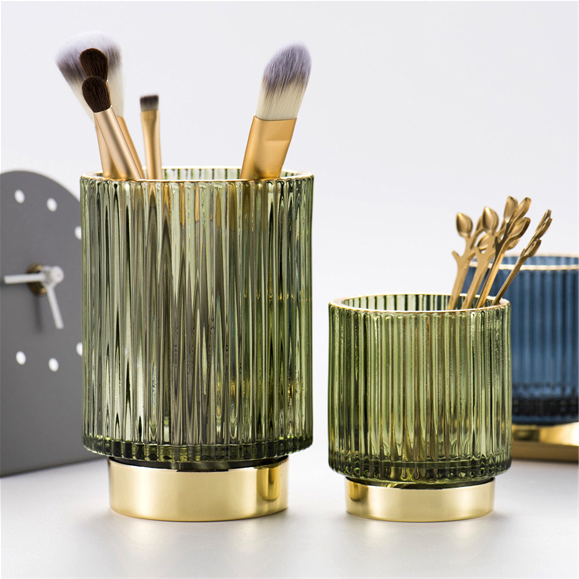 Glass Pen Holdermakeup Brush Bucketround Pen Holderpencil | Etsy