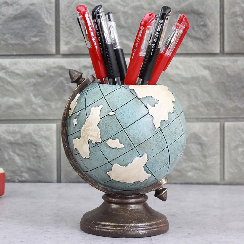Globe Pen Holder Retro Minimalist Pen Holder Pen Storage Etsy