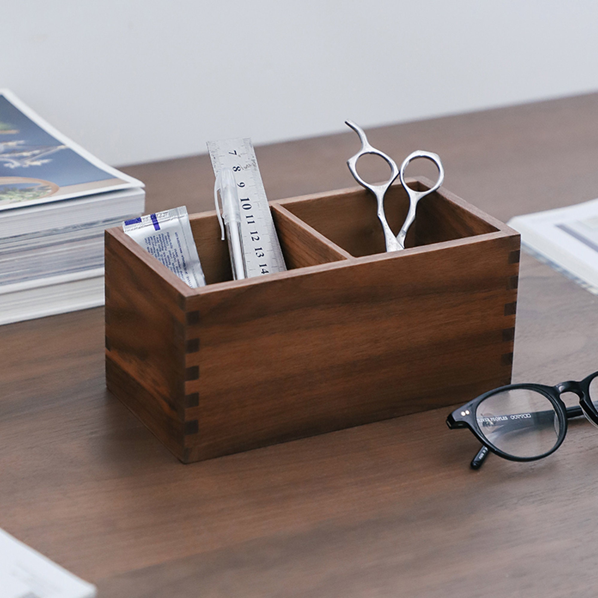 Walnut Pencil Holder Pen Holders Wood Pen Holder For Desk Etsy