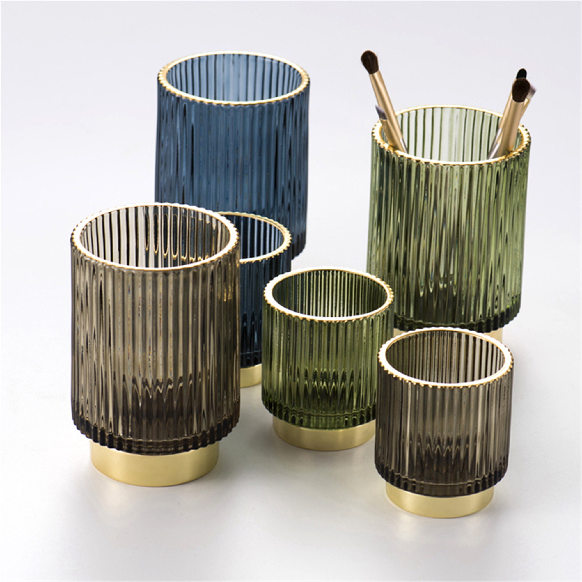 Glass Pen Holdermakeup Brush Bucketround Pen Holderpencil | Etsy