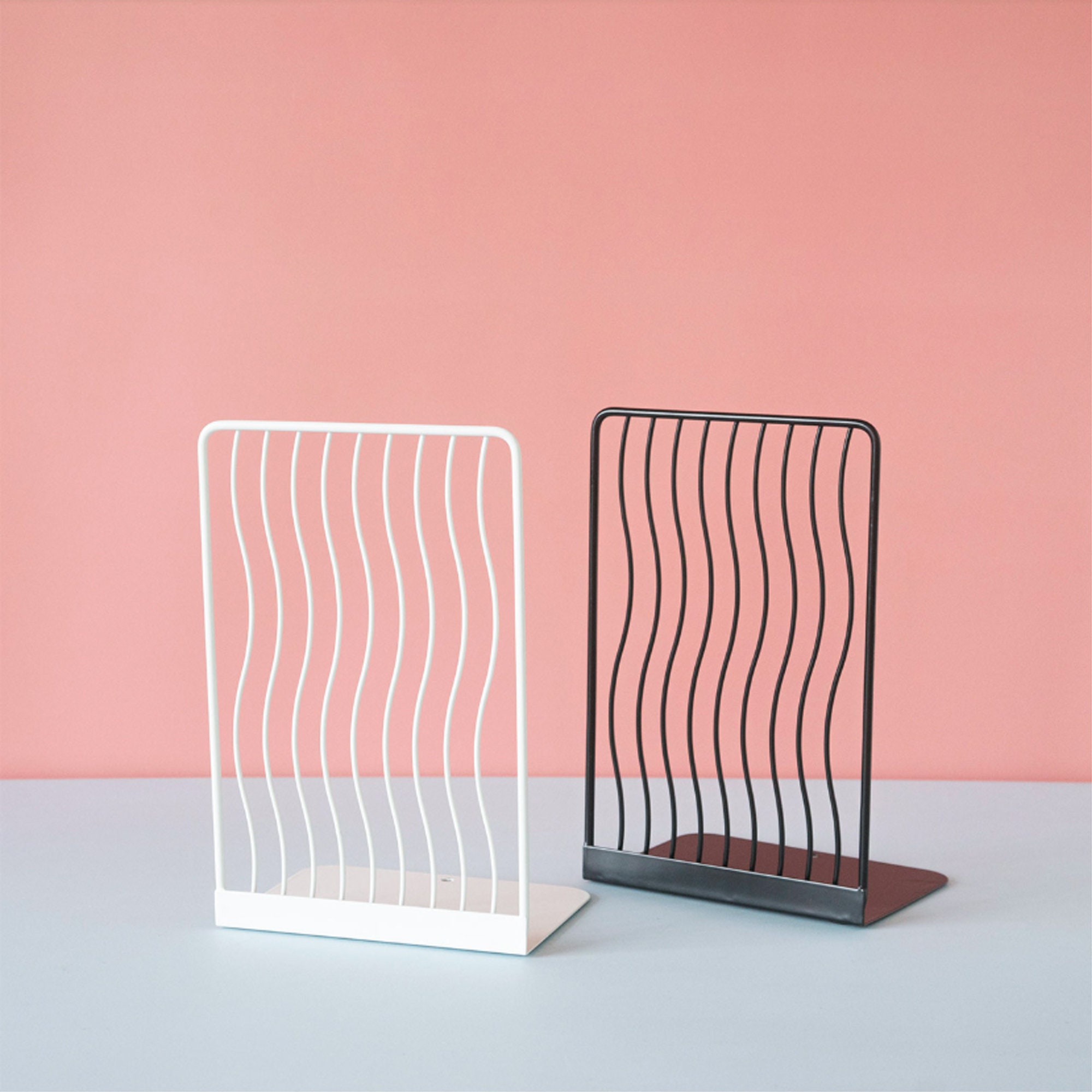 Curved Metal Bookends Lshaped Bookends Metal Minimalist Etsy