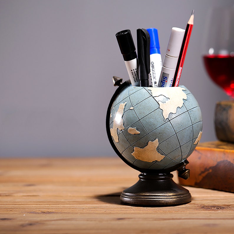 Globe Pen Holder Retro Minimalist Pen Holder Pen Storage Etsy