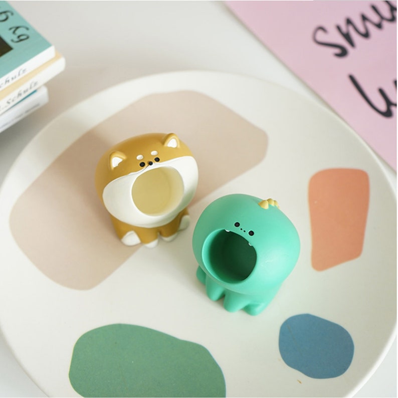 Cute Animal Pen Holder Doll Decoration Pen Holder Stationery Etsy