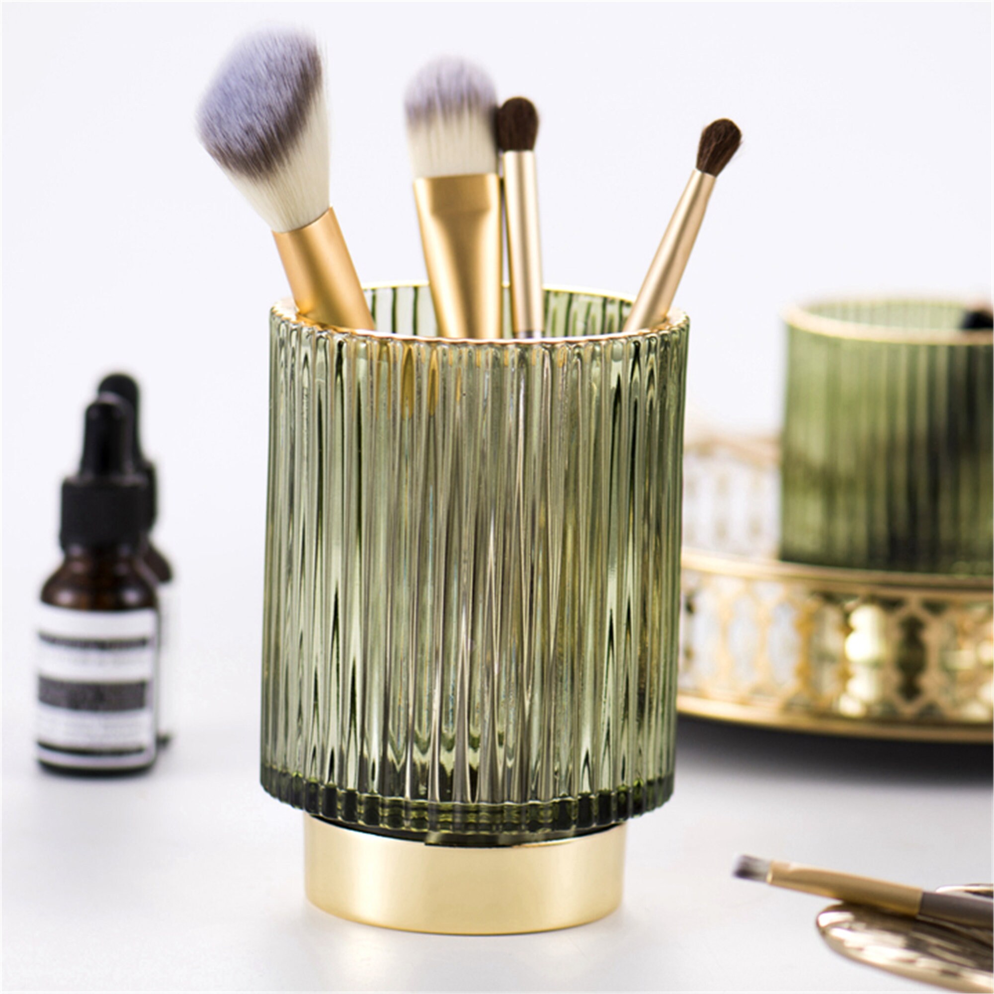 Glass Pen Holdermakeup Brush Bucketround Pen Holderpencil | Etsy