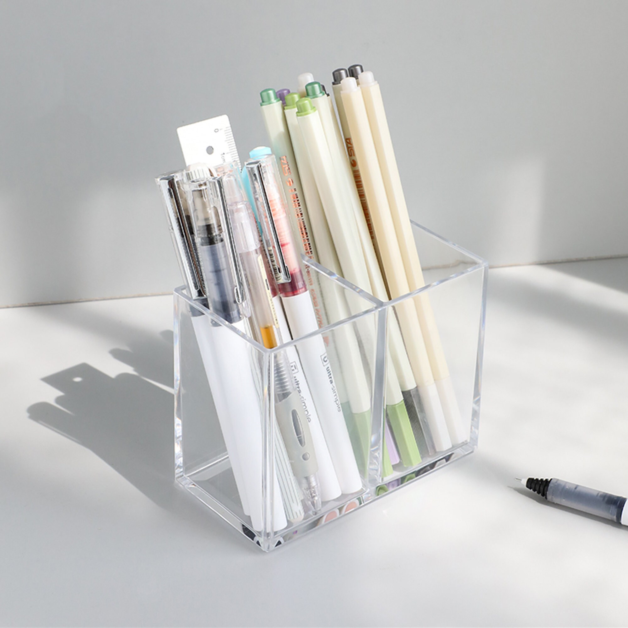 Acrylic Transparent Pen Holder Square Pen Holder Simple Etsy