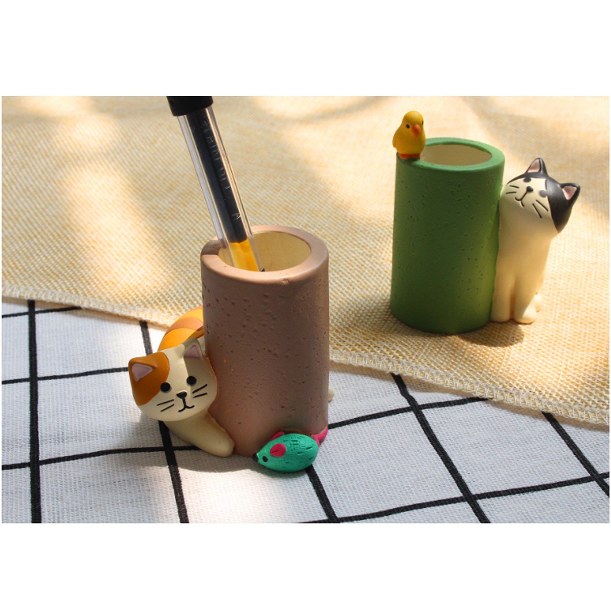 Cute Cat Playing Game Pen Holder Cute Animal Pencil Holder Etsy