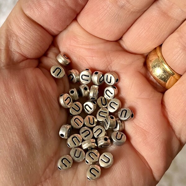 Metal Alphabet Beads Etsy