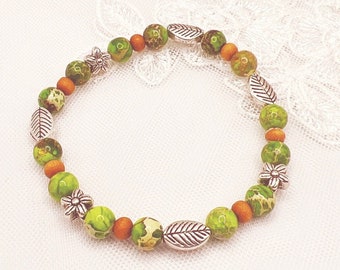 Leaf Bracelet - Variscite and Sandalwood