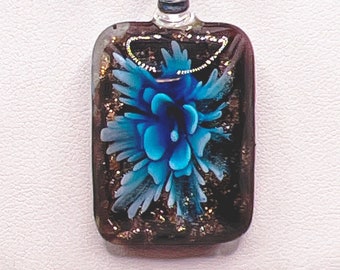 Glass Flower Pendant - Blue