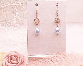 Regency Blue Pearl and Rhinestone Earrings