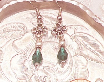 Regency Emerald and Pearl Drop Earrings