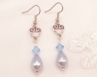 Regency Earrings - Blue Pearl Heart